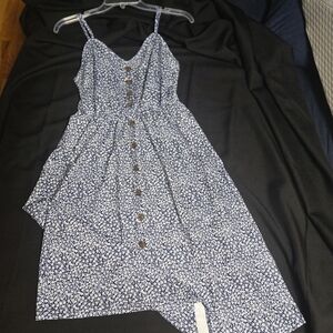 Floral Button-Front Blue Sundress